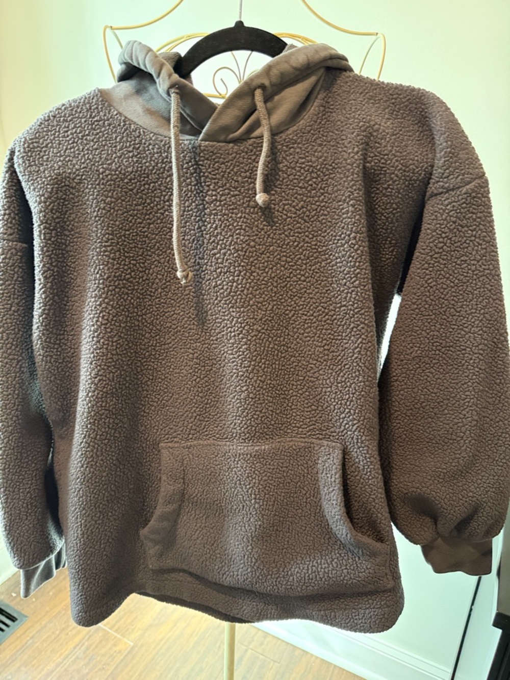 Madewell Women’s Sherpa Pullover Hoodie - charcoal gray